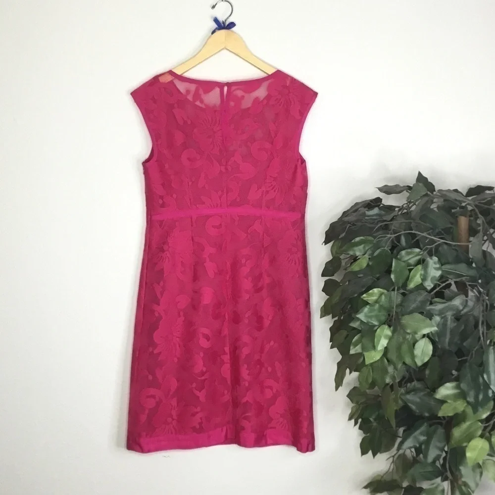 Laundry Pink Mesh Floral Pattern Sheath Dress